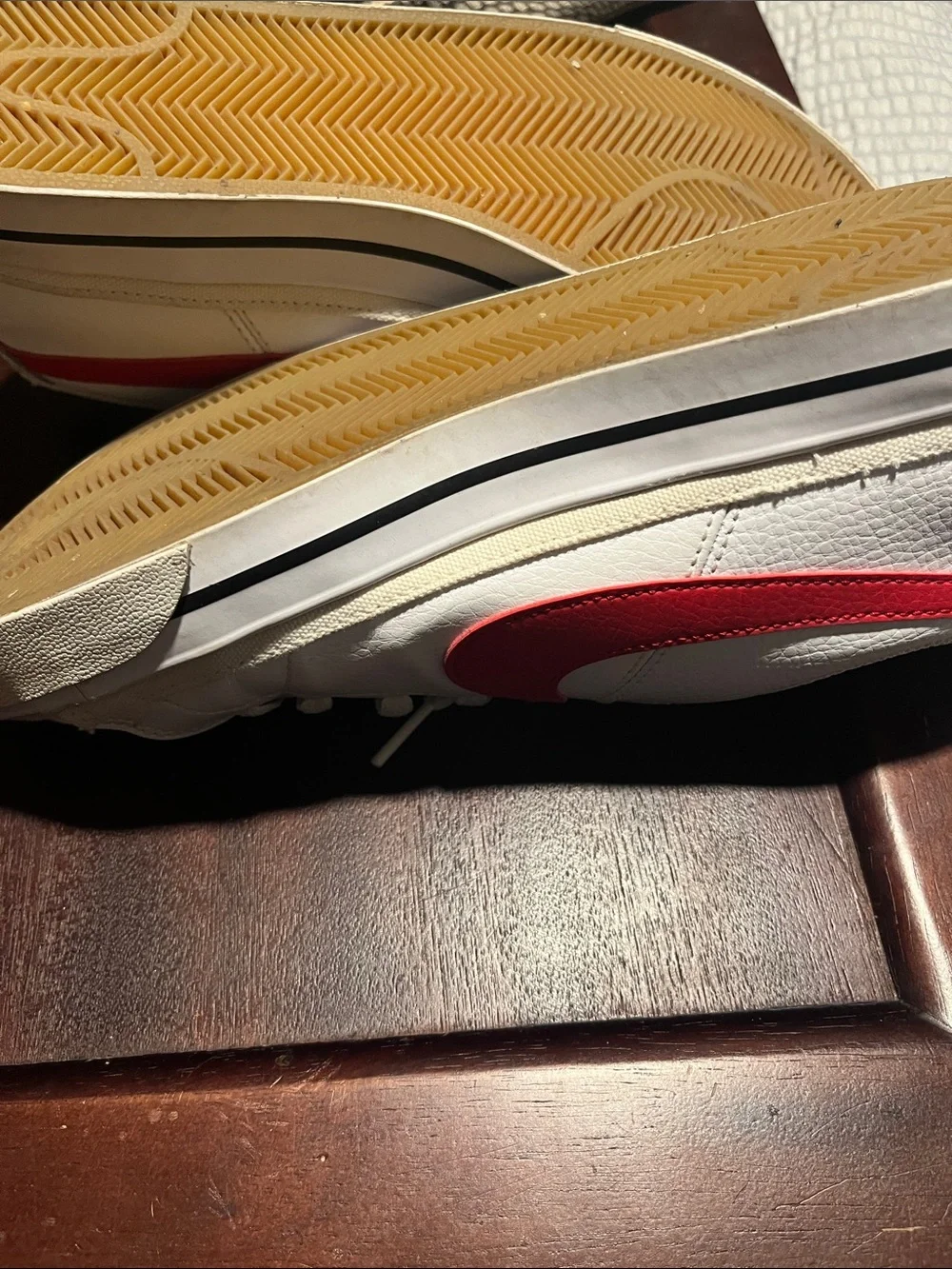 Nike Court Legacy White Red Leather Sneakers Men’s Size 7 Good